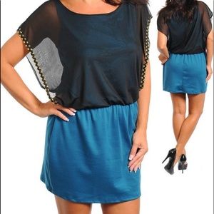 ***Plus Size*** Stylish Black and Teal dress